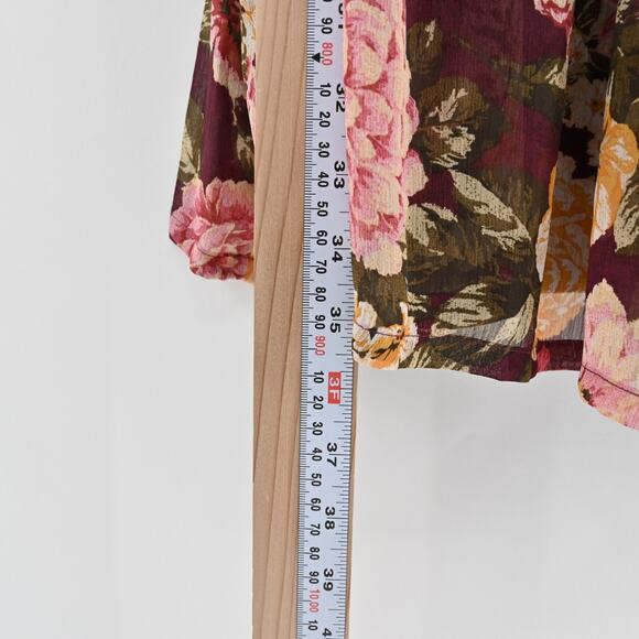 EN CREME Floral Boho Dress Size L Tiered Ruffle Balloon Sleeve Square Neck Retro - Picture 5 of 13